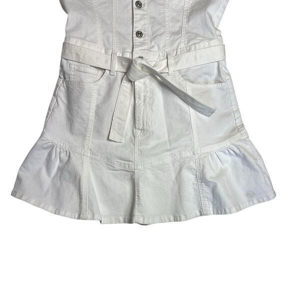 7FAM Seven For all Mankind Surplus Flounce White Denim Jean Dress Size Large NWT - Picture 6 of 12